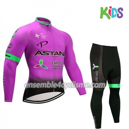 Tenue Maillot M/L + Collant Long 2017 Astana Pro Team Enfant N003